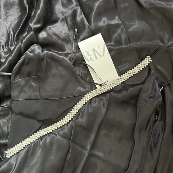 NWT ZARA SATIN EFFECT RHINESTONE DRESS Small - Picture 2 of 3